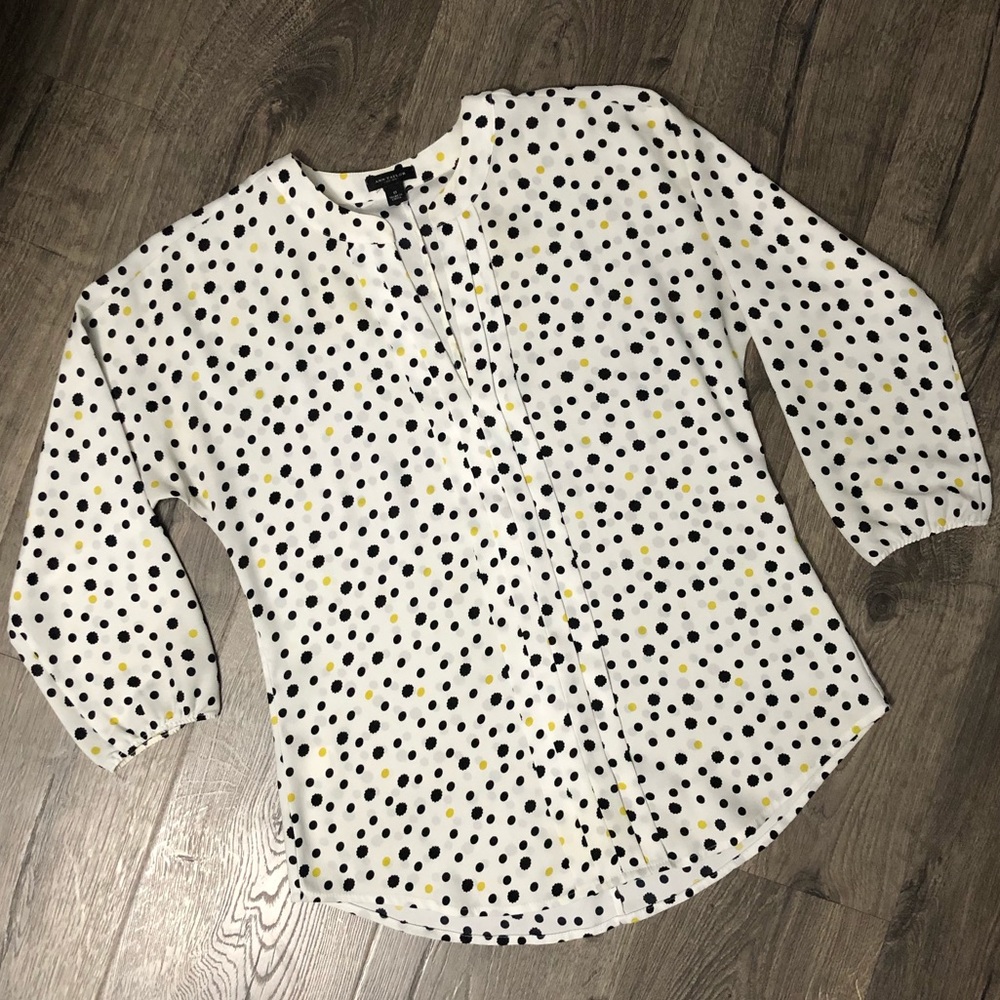 anne taylor 3/4 sleeve pleated blouse - size 0